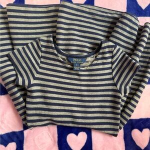 Ralph Lauren Navy and Cream Striped Tee